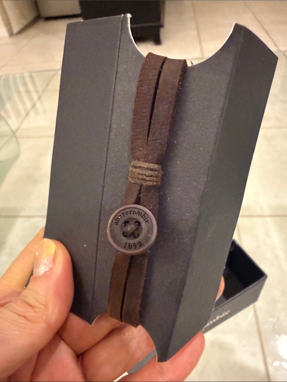Abercrombie & Fitch Brown Leather Button-Closure Bracelet - Picture 8 of 10